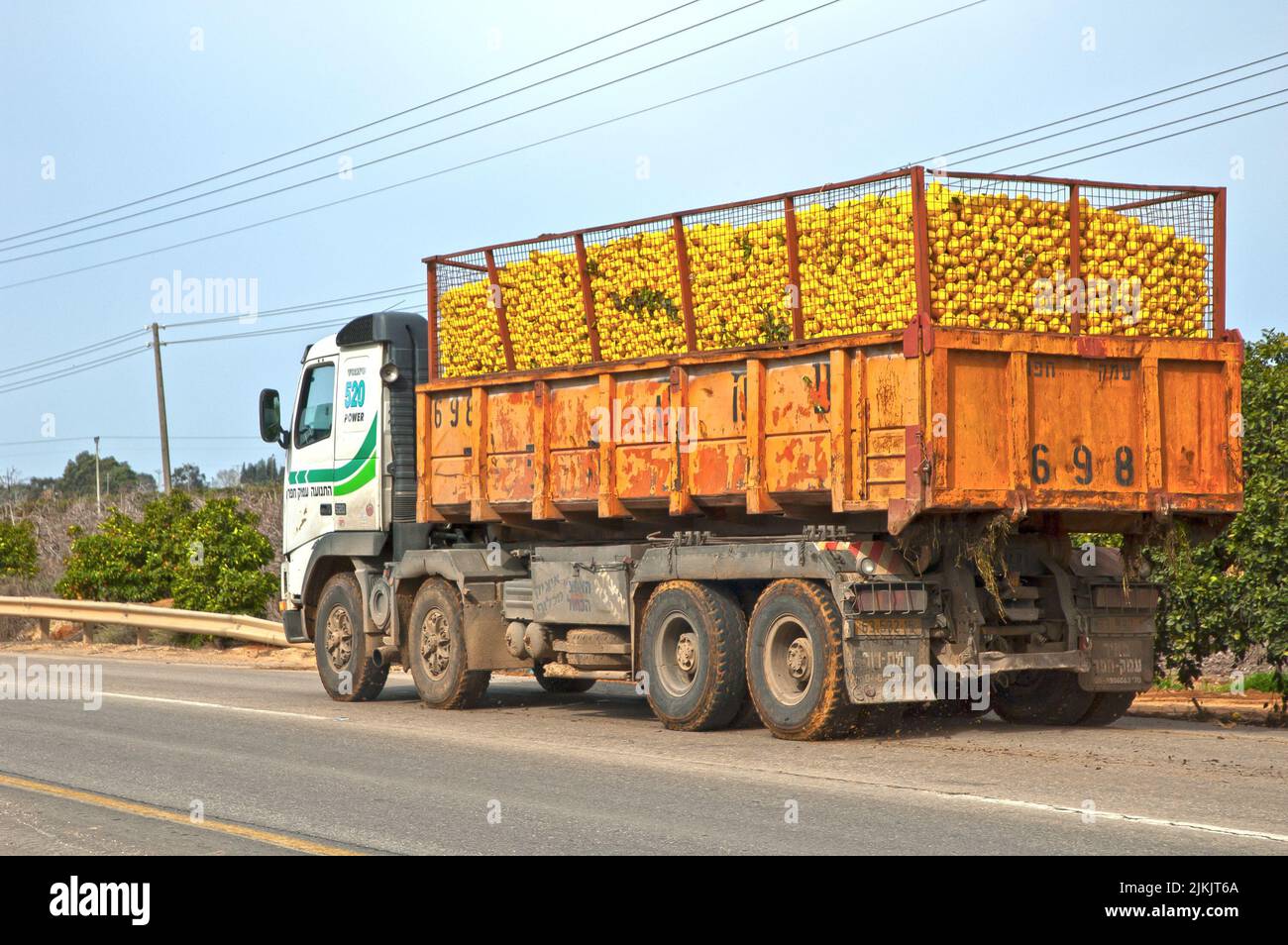 Orange delivery in a truck Stock Photo