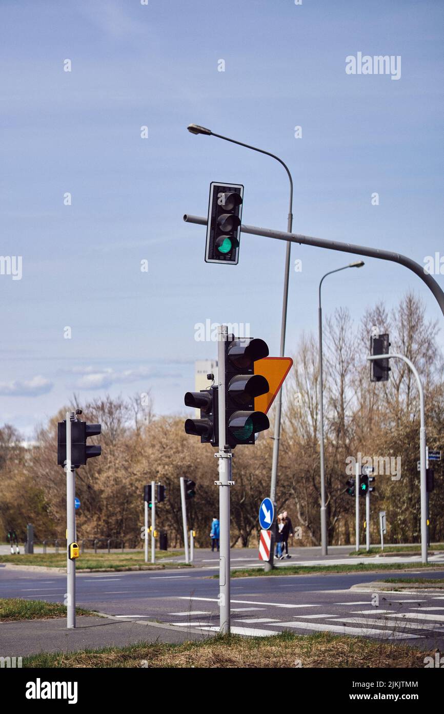 A closeup of green traffic lights Stock Photo - Alamy