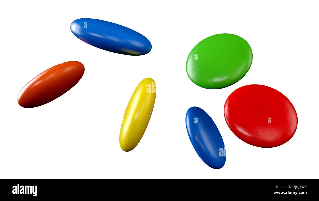3d illustration of Bright colorful glazed chocolate candy gems Stock Photo Alamy