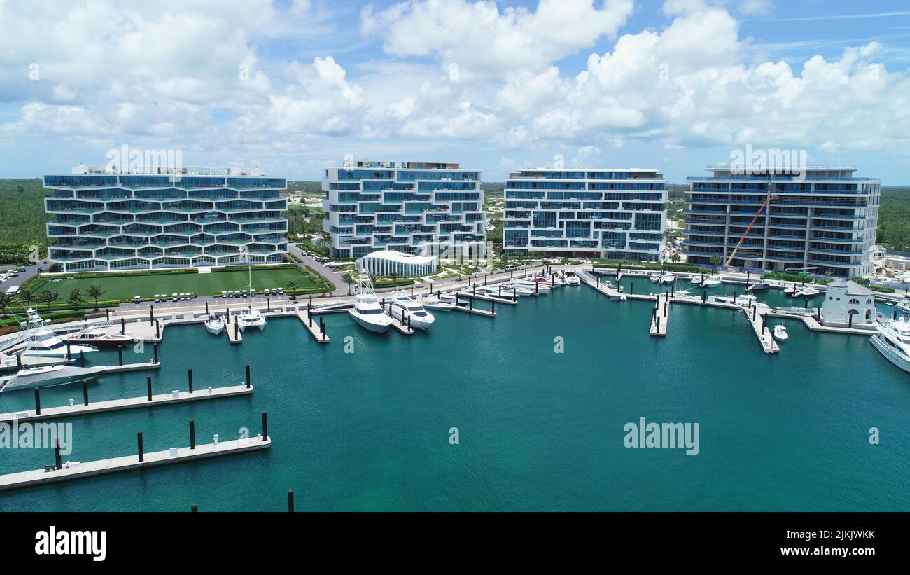 A scenic view of Albany Marina, the Bahamas, on a sunny day Stock Photo