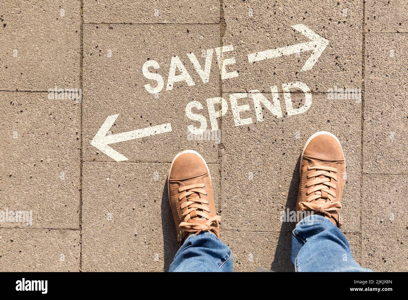 decision with text save spend Stock Photo