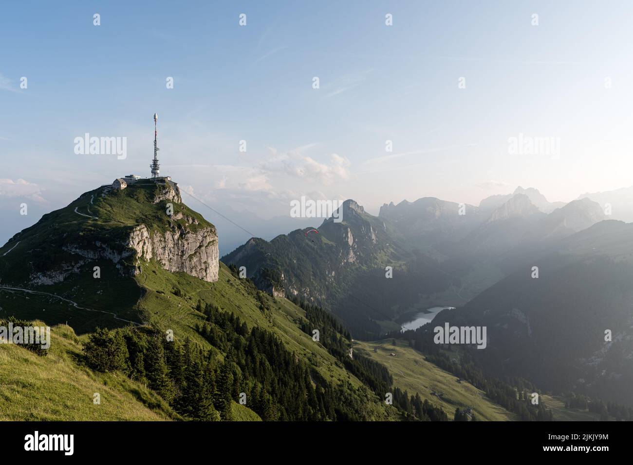 A panoramic view of green mountains in Switzerland Stock Photo - Alamy