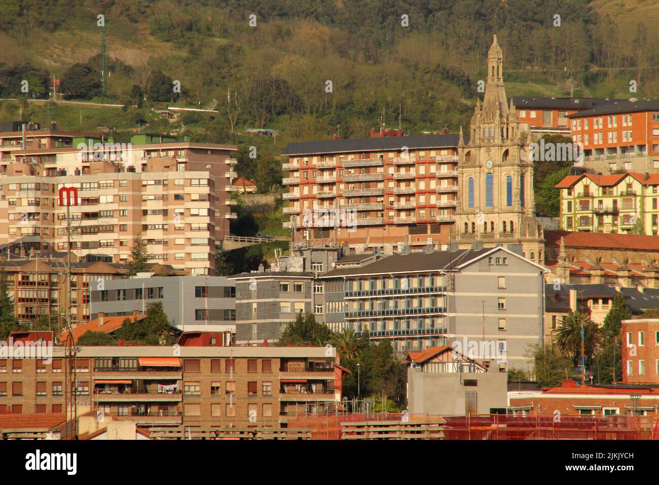 A beautiful view of apartment buildings with small windows in the ...