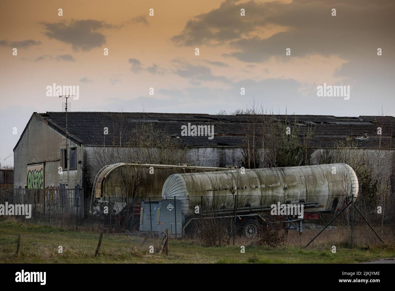 An abandoned building in a farm area in Sint Joost, the Netherlands Stock Photo