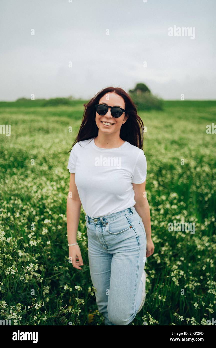 Cheerful caucasian young lady hi-res stock photography and images - Alamy