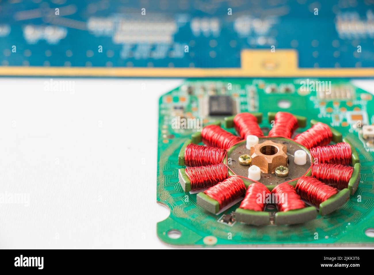 Electronic motherboard, isometric processor microchip on the white background Stock Photo