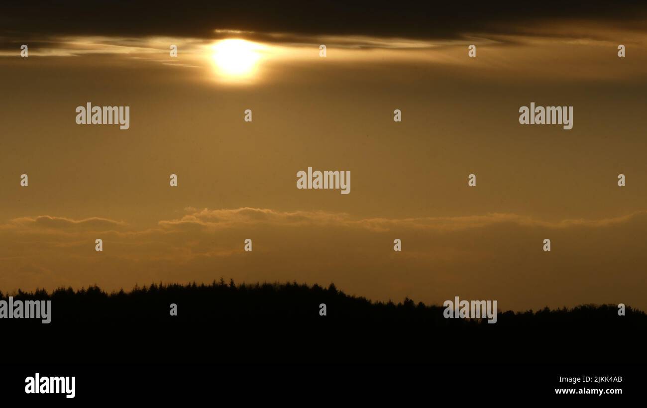 A panoramic view of sunset in Bavaria Stock Photo