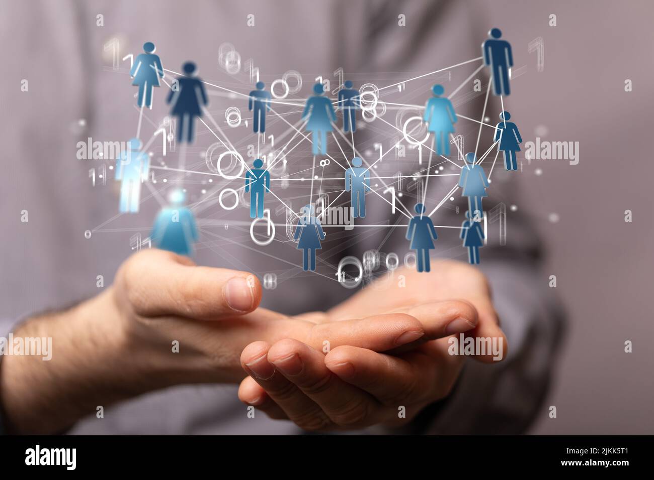 A 3D illustration of human signs and binary code- the concept of ...