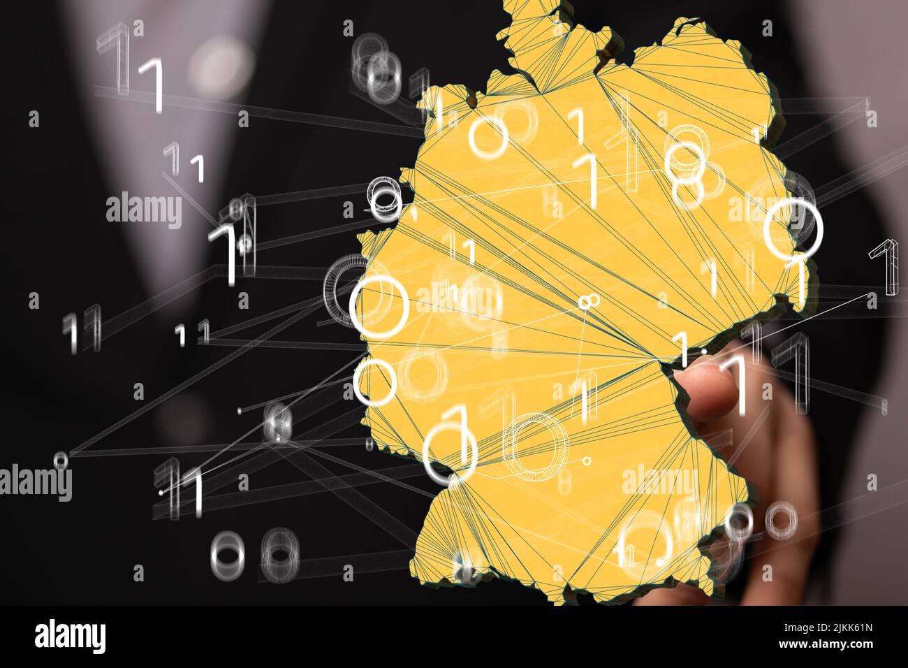 A 3D illustration of the German map and the binary code Stock Photo - Alamy