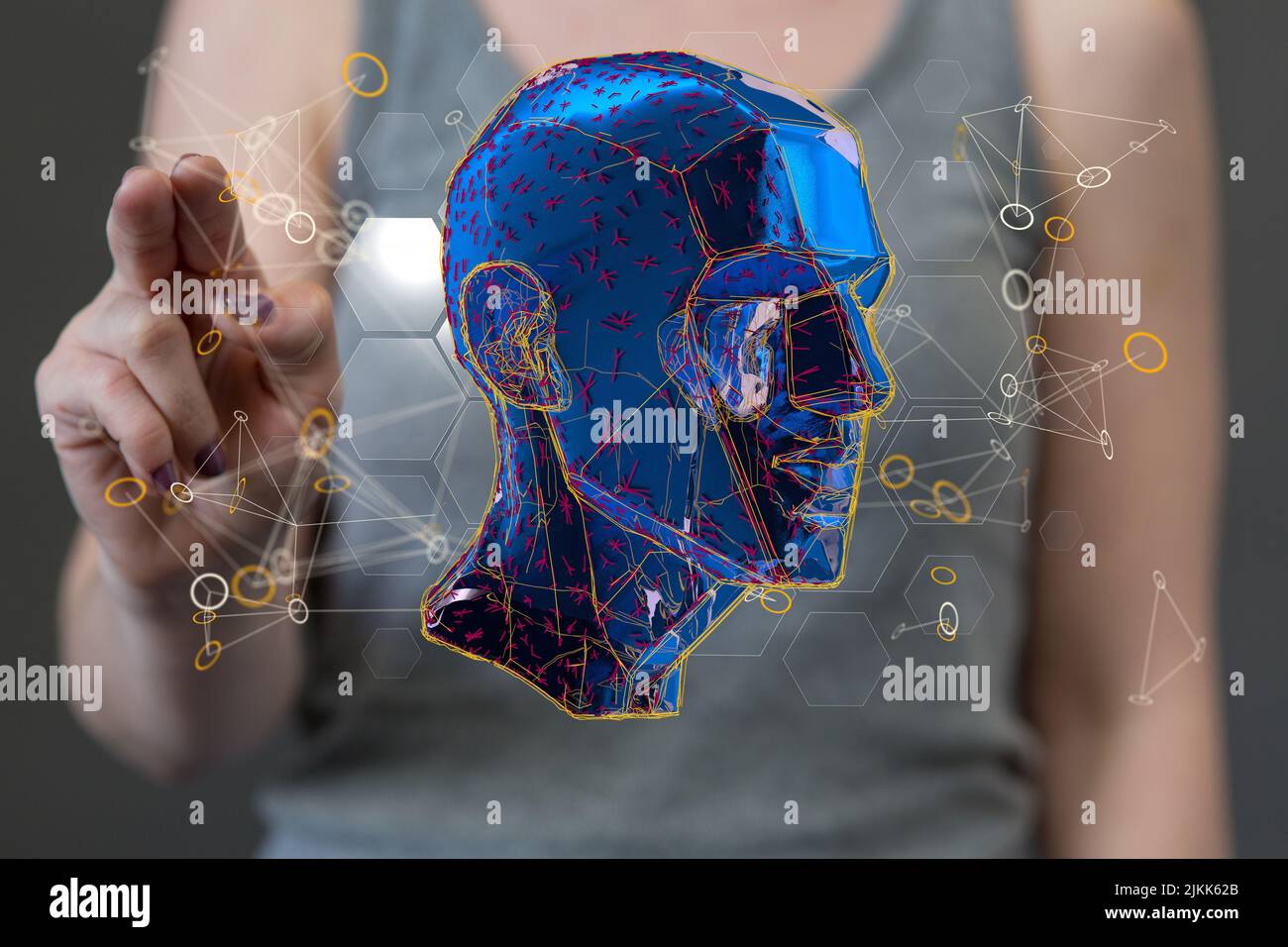A 3d illustration of the human head- the concept of artificial ...