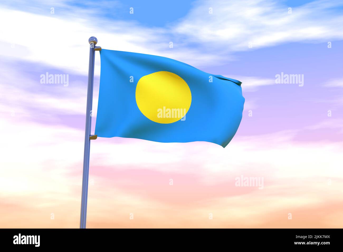 Flag of palau waving in the wind very high resolution hi-res stock ...