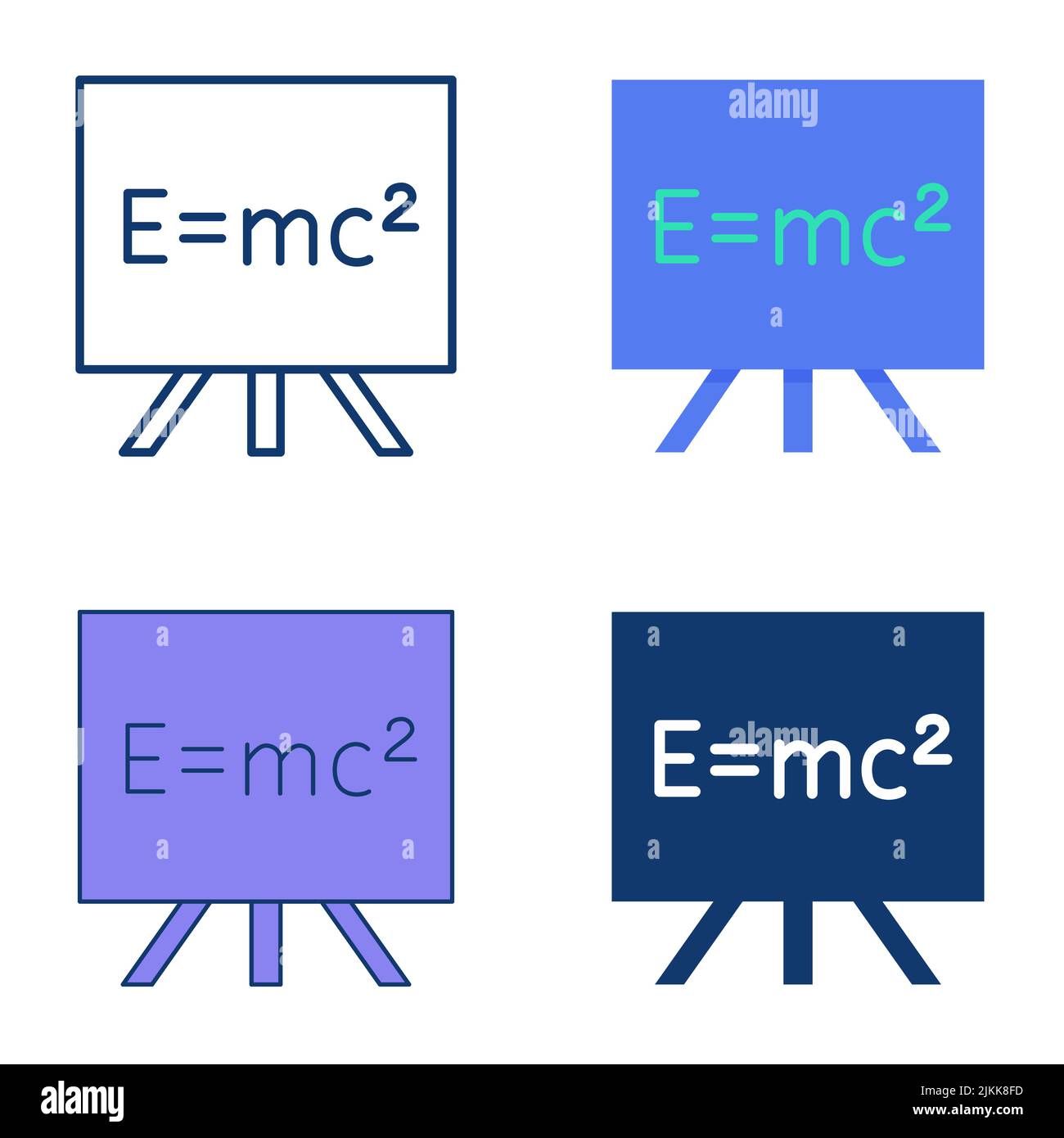 Physics energy formula icon set in flat and line style. Law of physics