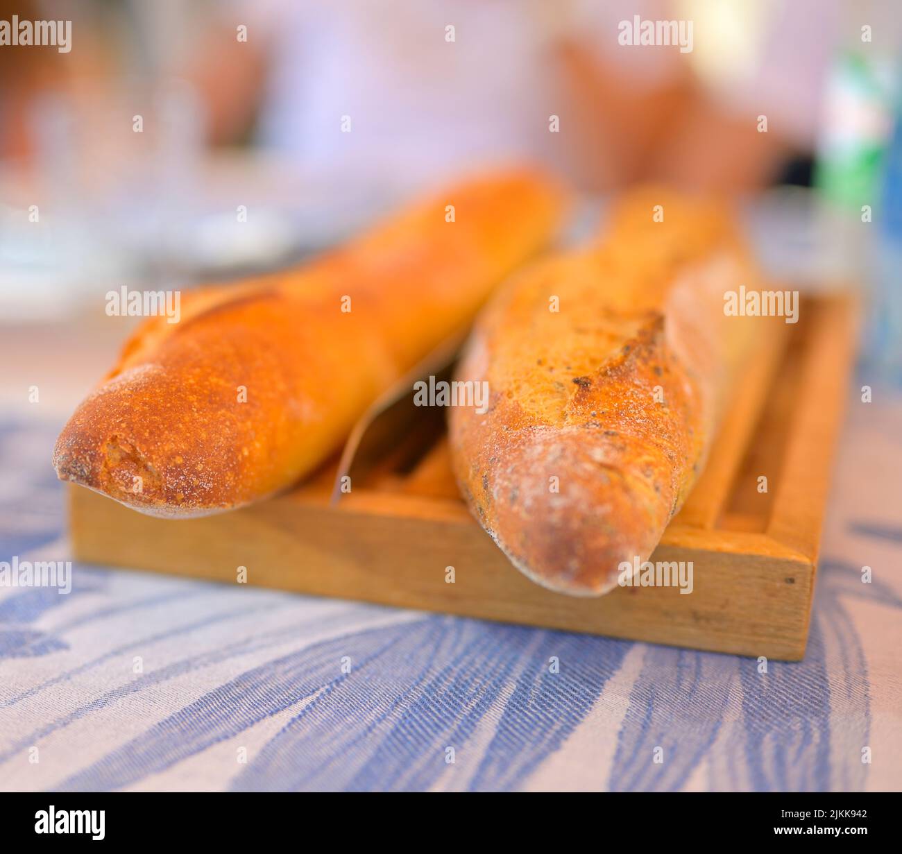 Delicious fresh baguettes (french bread) a french staple food listed