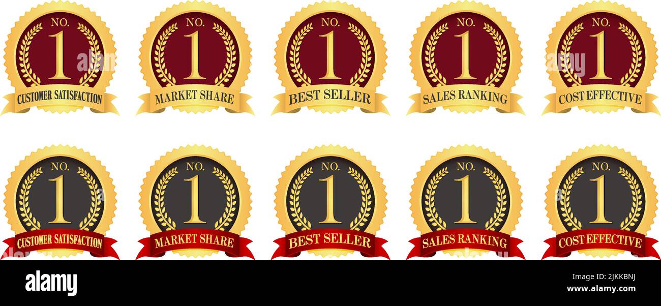 No1 Medal Icon Illustration Set Various Evaluation Contents Stock