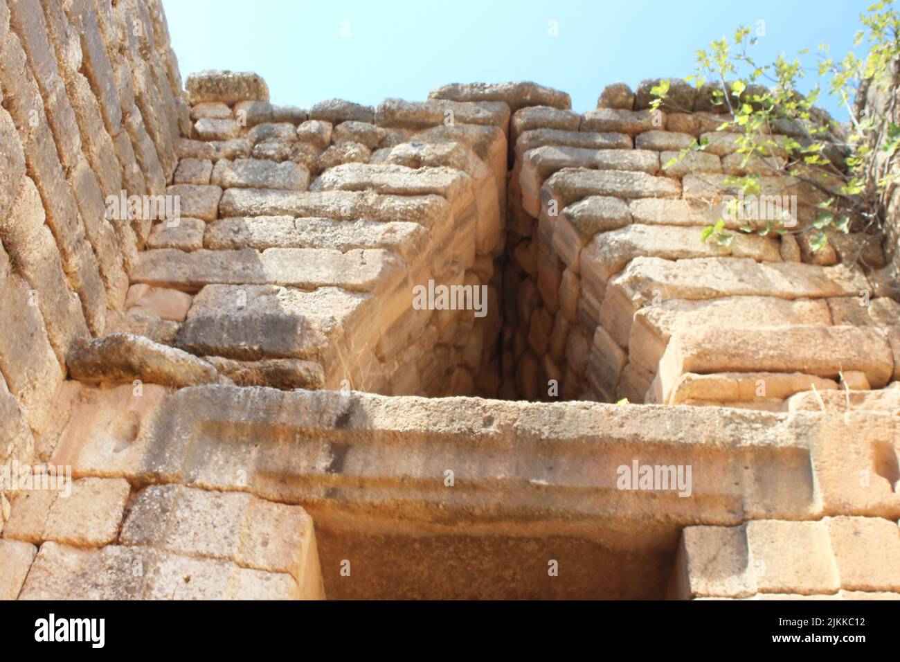 Top view of entrance to treasury of Atreus in Mycenae, Greece Stock Photo