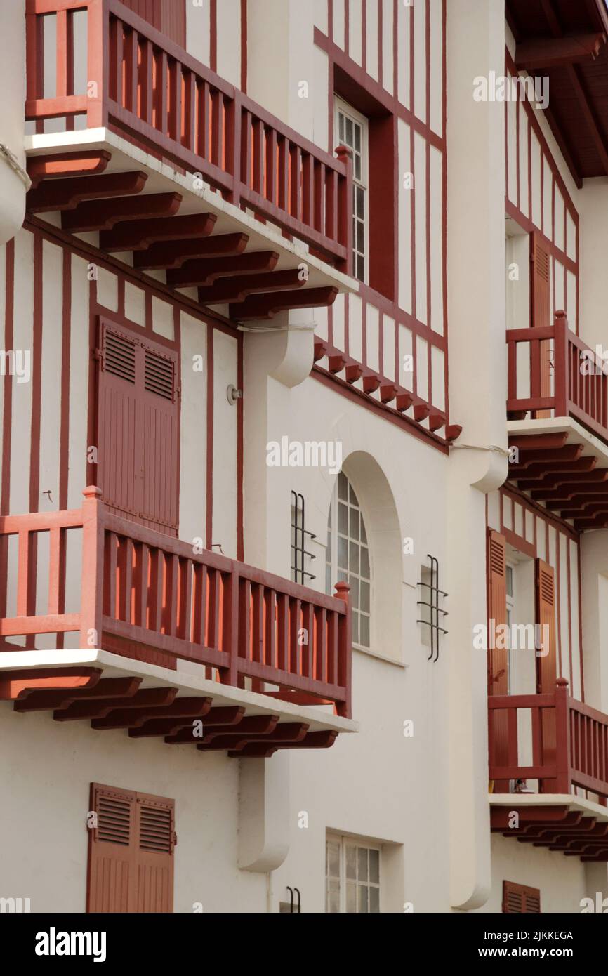 A view of residential building facade with balconies in Aquitaine Stock ...