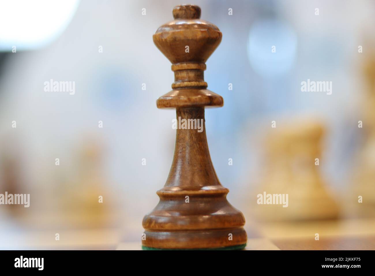 A closeup shot of a king piece during a chess game Stock Photo