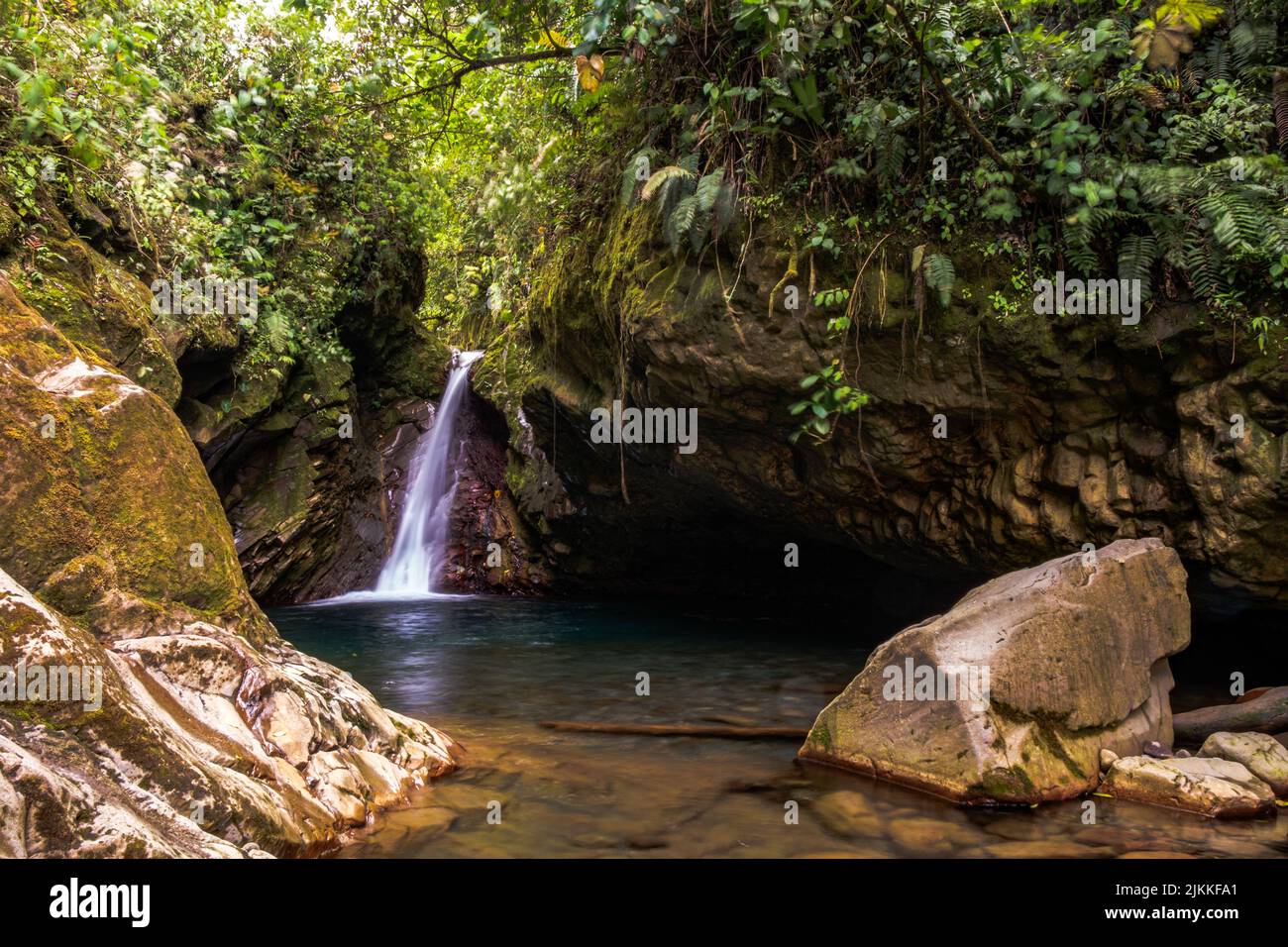 A beautiful landscape view of the Hidden Treasure waterfall (Tesoro
