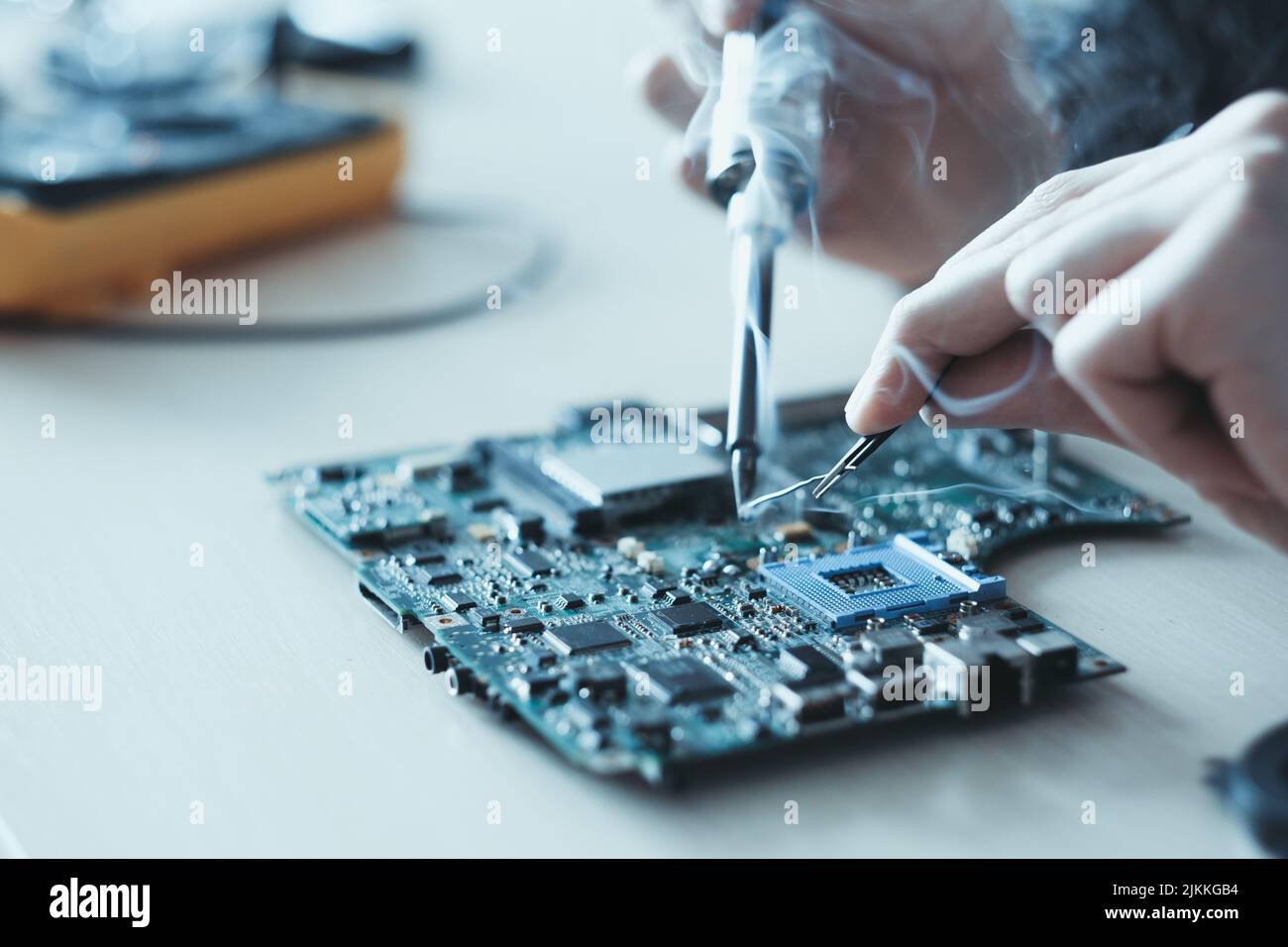 technology education solder motherboard component Stock Photo - Alamy