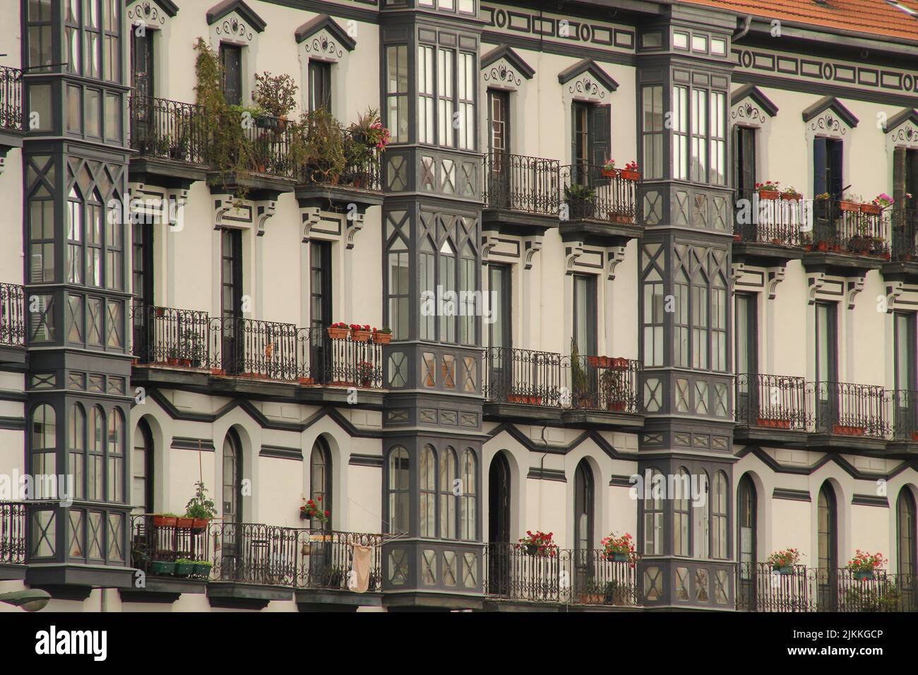 Facade of a building in the old town of Bilbao Stock Photo - Alamy