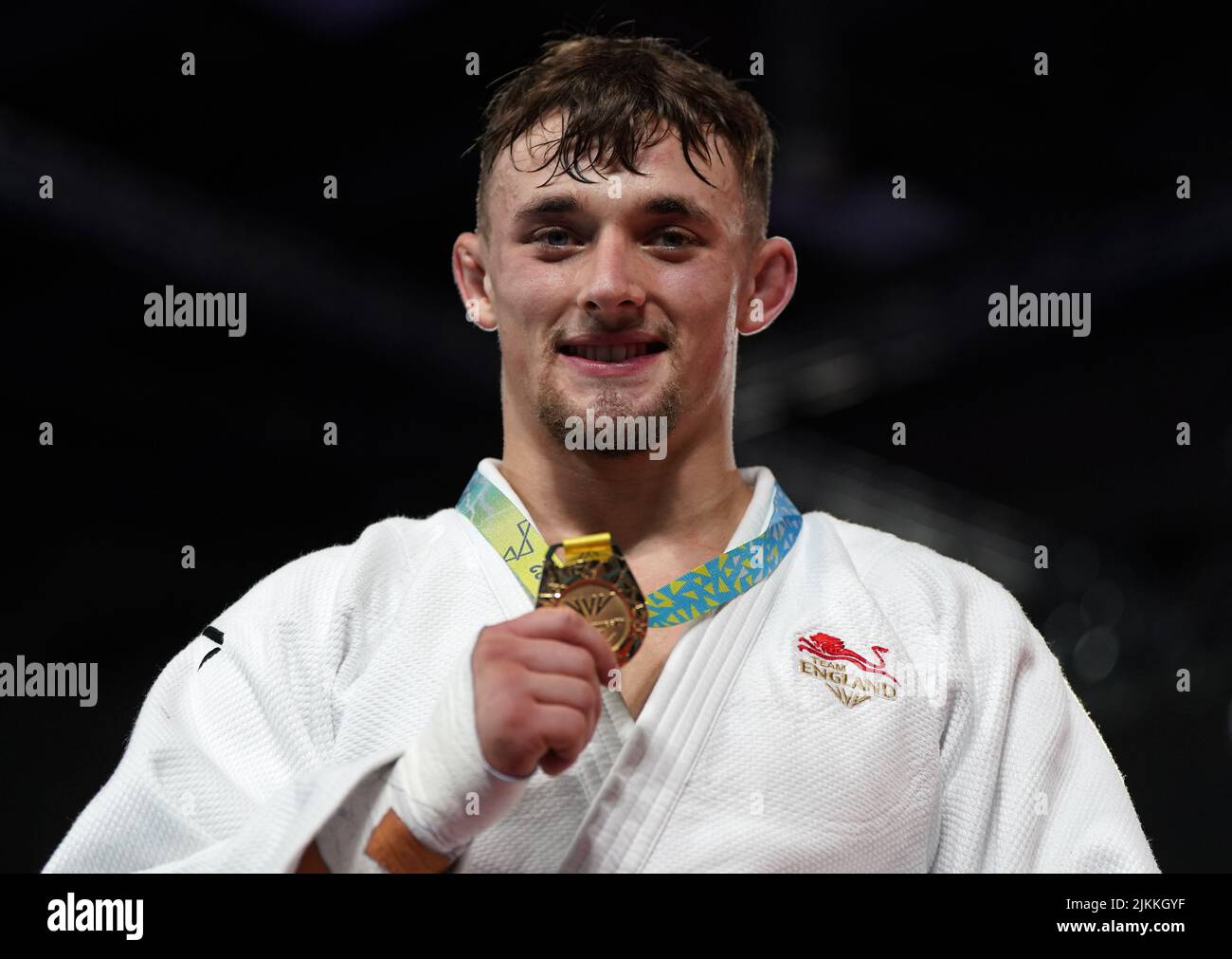 England's Lachlan Moohead after winning gold in the Men's -81 kg Final at Coventry Arena on day five of the 2022 Commonwealth Games. Picture date: Tuesday August 2, 2022. Stock Photo