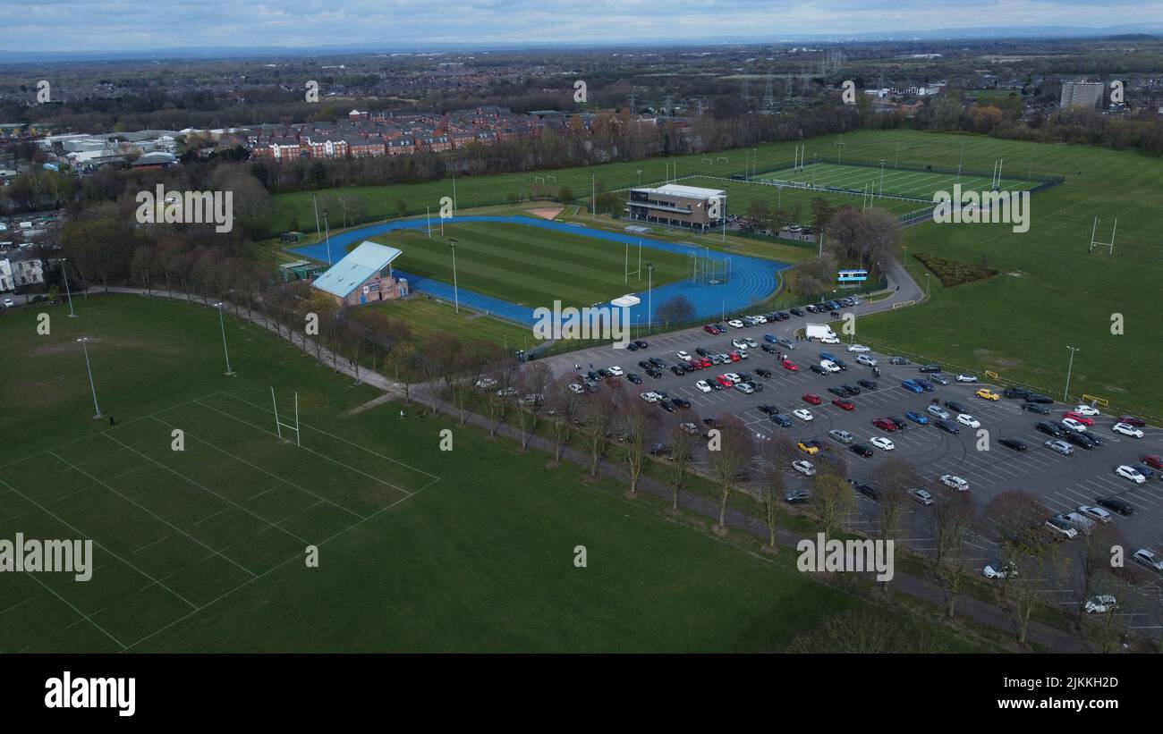 An aerial view of a community sports stadium Stock Photo - Alamy