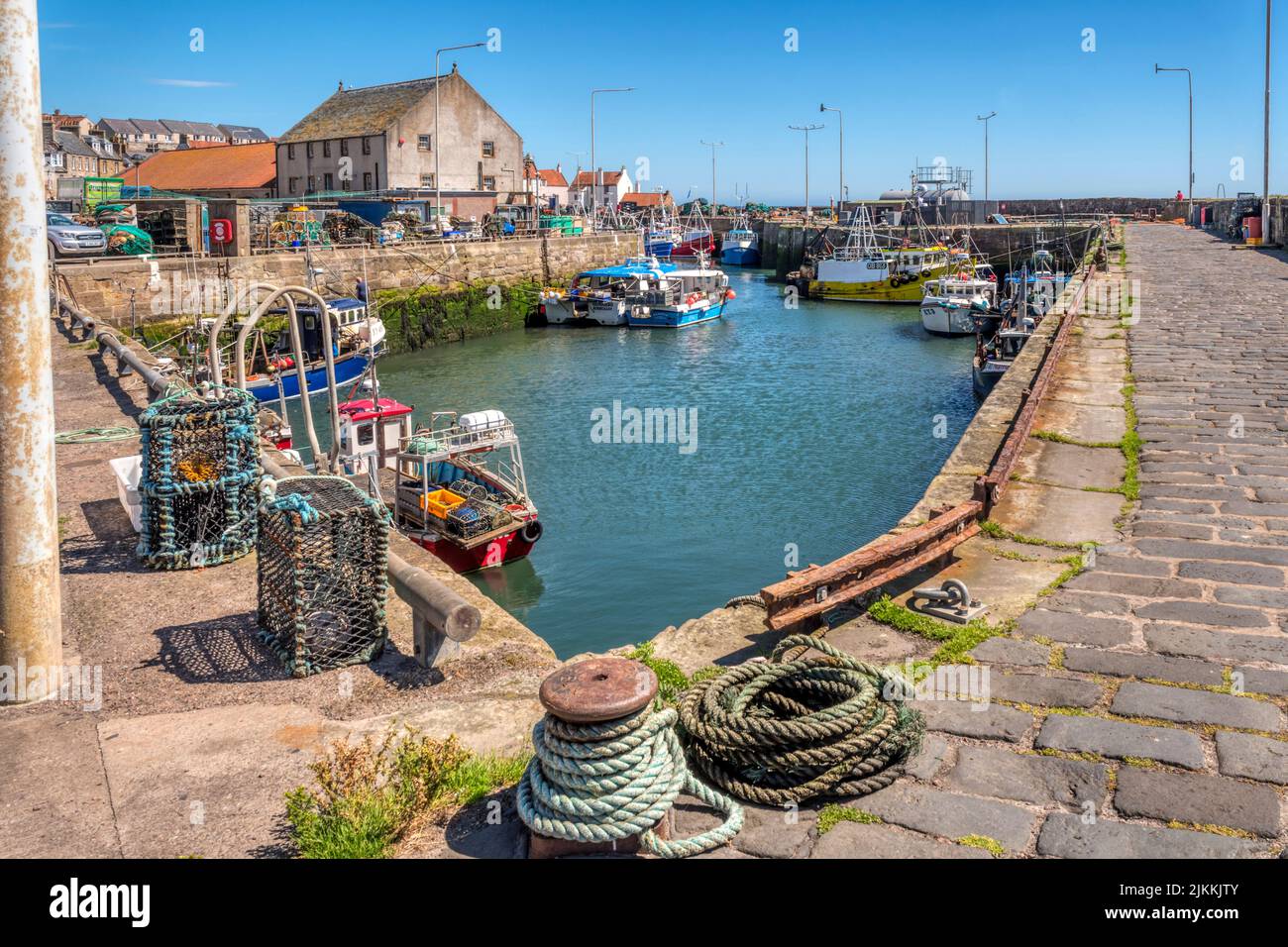 Fishing boats in the picturesque harbour of Pittenweem in the East Neuk of Fife, Scotland. Stock Photo