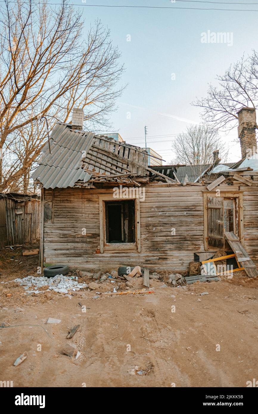An abandoned wooden house in the forest Stock Photo - Alamy