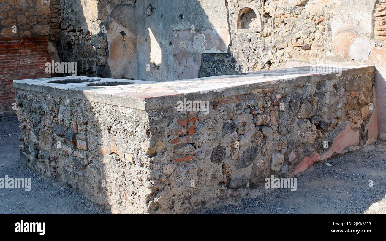 An ancient thermopolium, a place where hot food was sold, a prototype for fast food restaurant Stock Photo