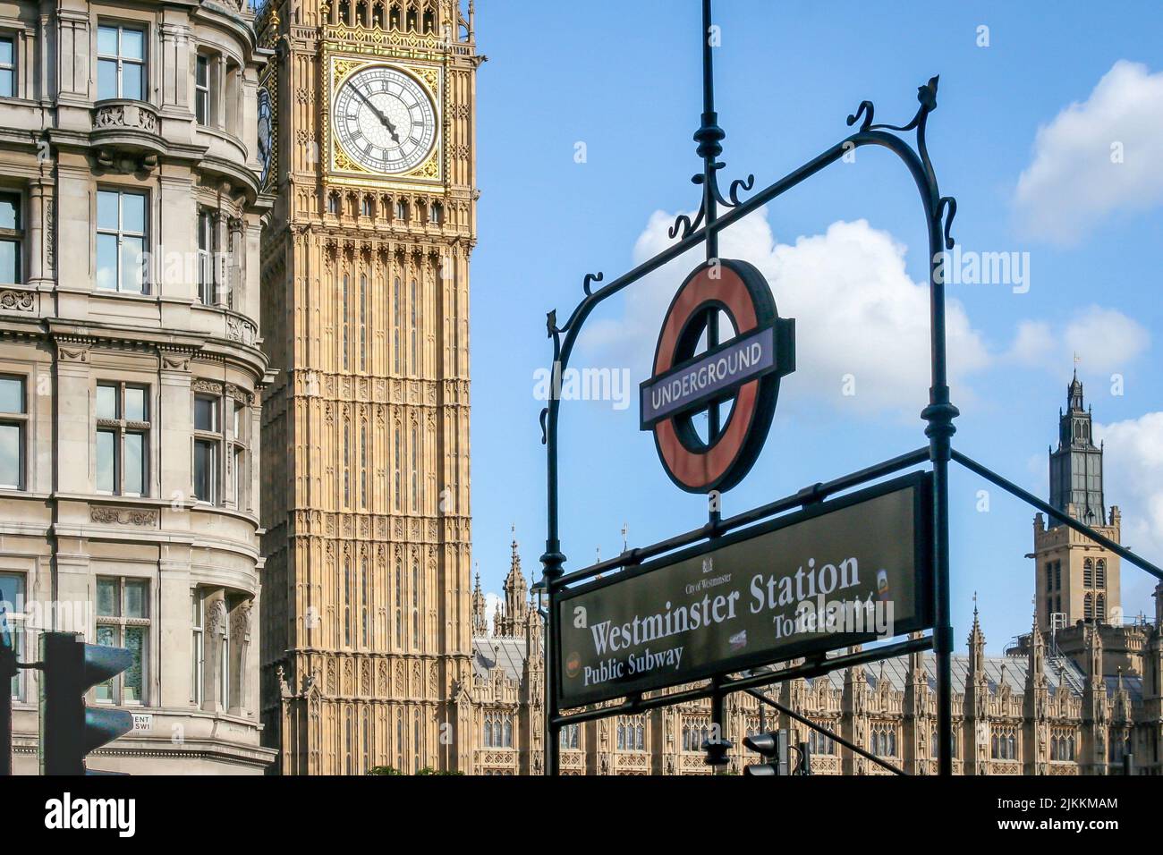 A beautiful shot of the Westminster Station sign under Big Ben Clock ...