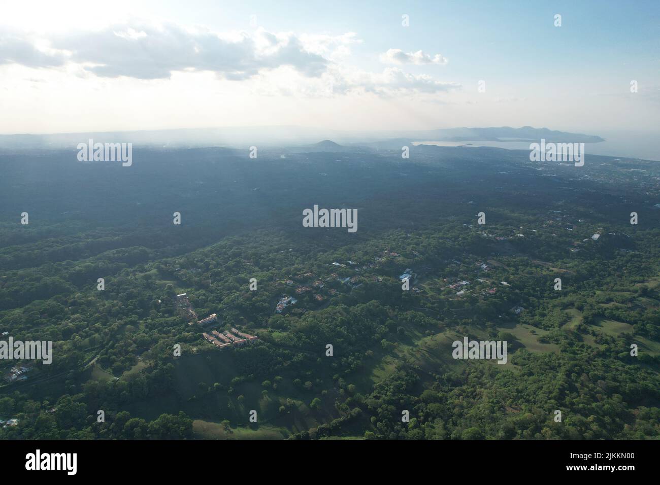 Green forest in Managua panoramic view aerial drone view Stock Photo