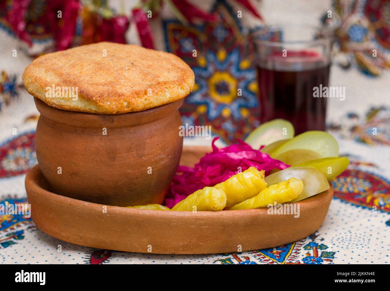 traditional food Lobio or kidney and haricot beans soup with