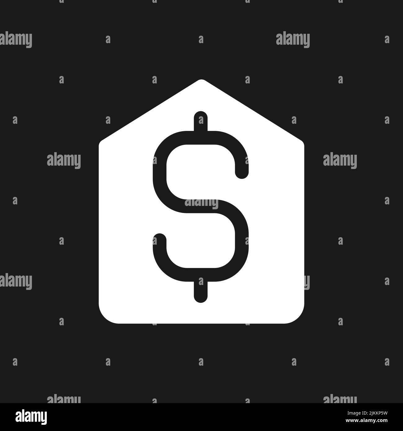 Price tag dark mode glyph ui icon Stock Vector