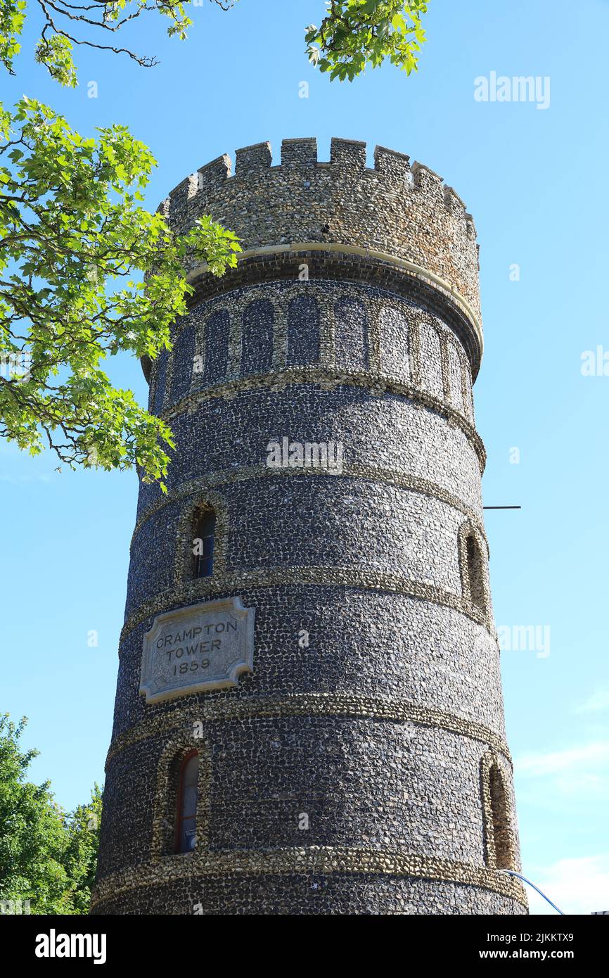 Crampton Tower, a local history museum, for rail & train exhibits and models in a historic water supply tower, on the Broadway, Broadstairs, Kent Stock Photo