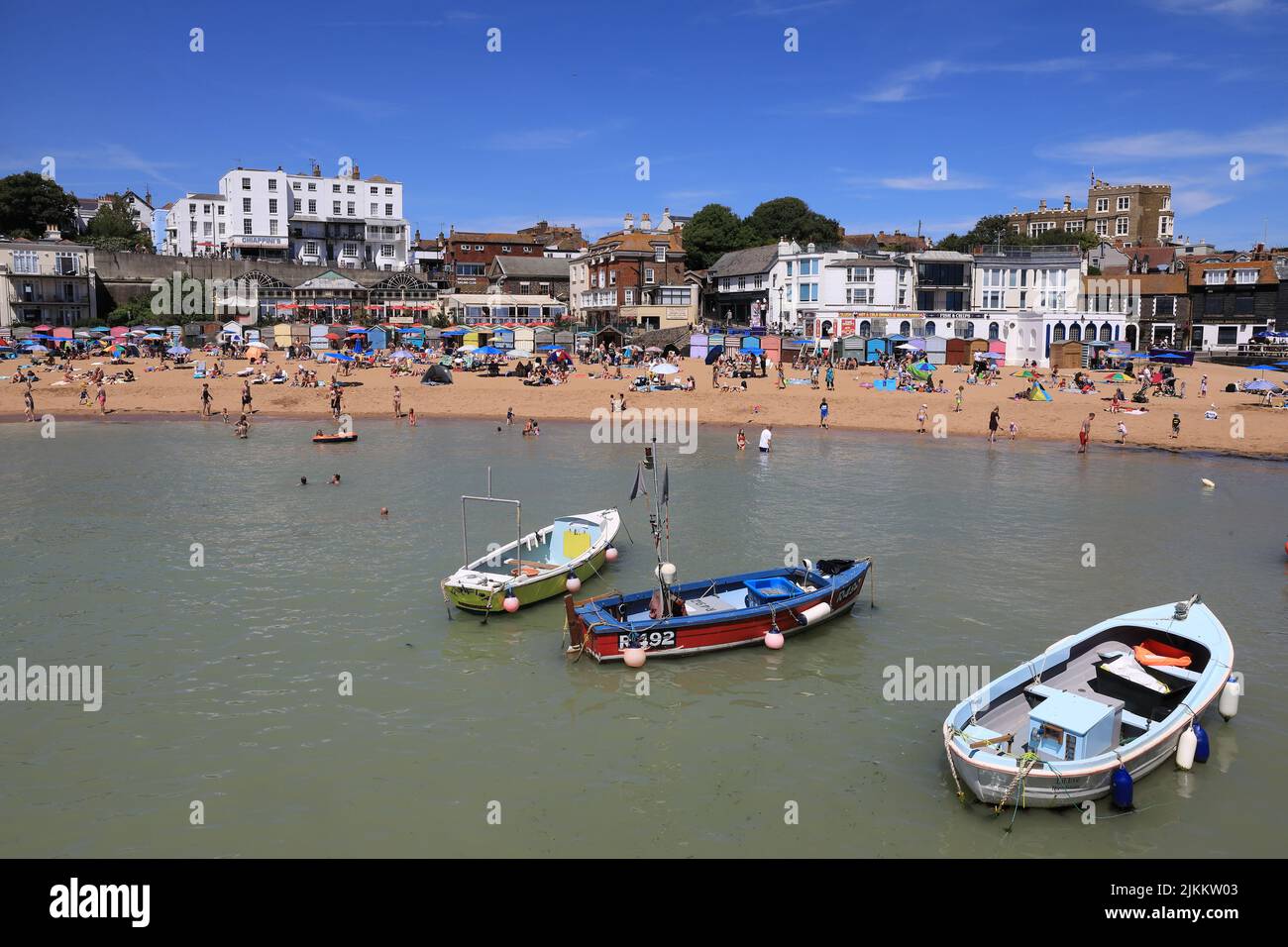 The harbour with the beach beyond in pretty Broadstairs, on the Isle of Thanet, in Kent, UK Stock Photo