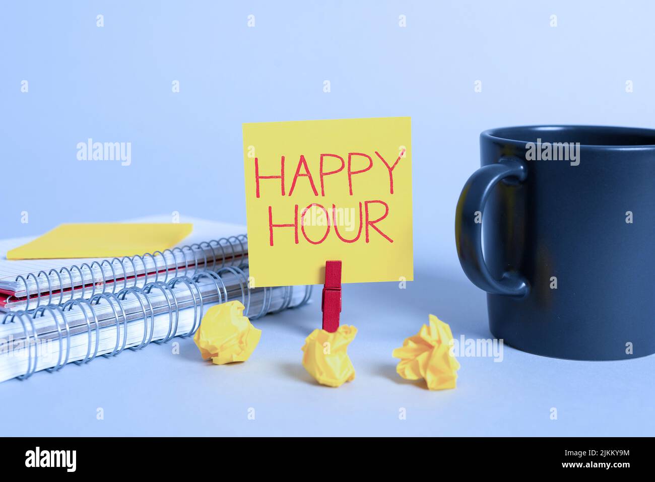 Conceptual display Happy Hour. Business concept Spending time for activities that makes you relax for a while Pinned Memo With Important Message With Stock Photo