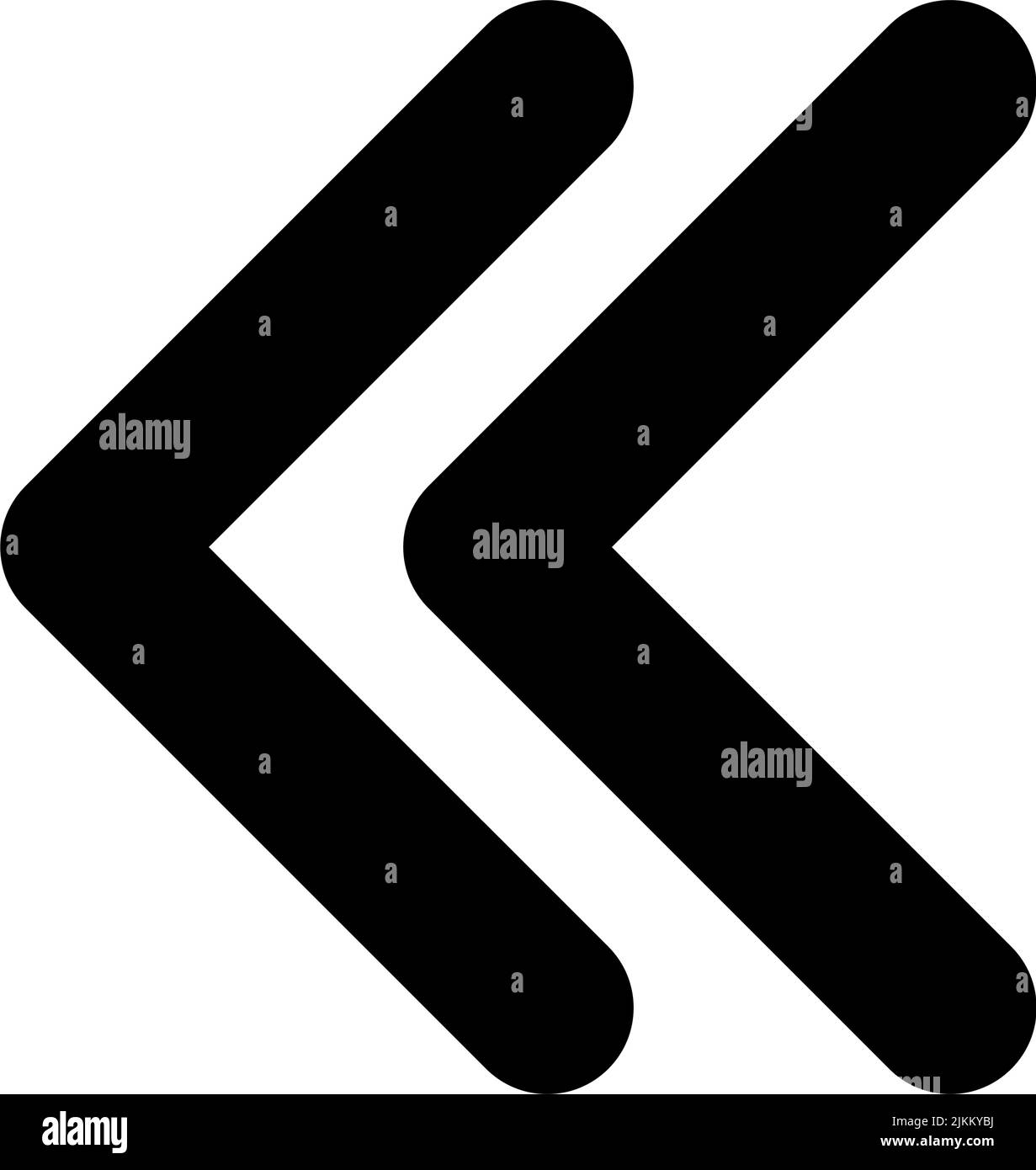 Left double arrow black glyph ui icon Stock Vector