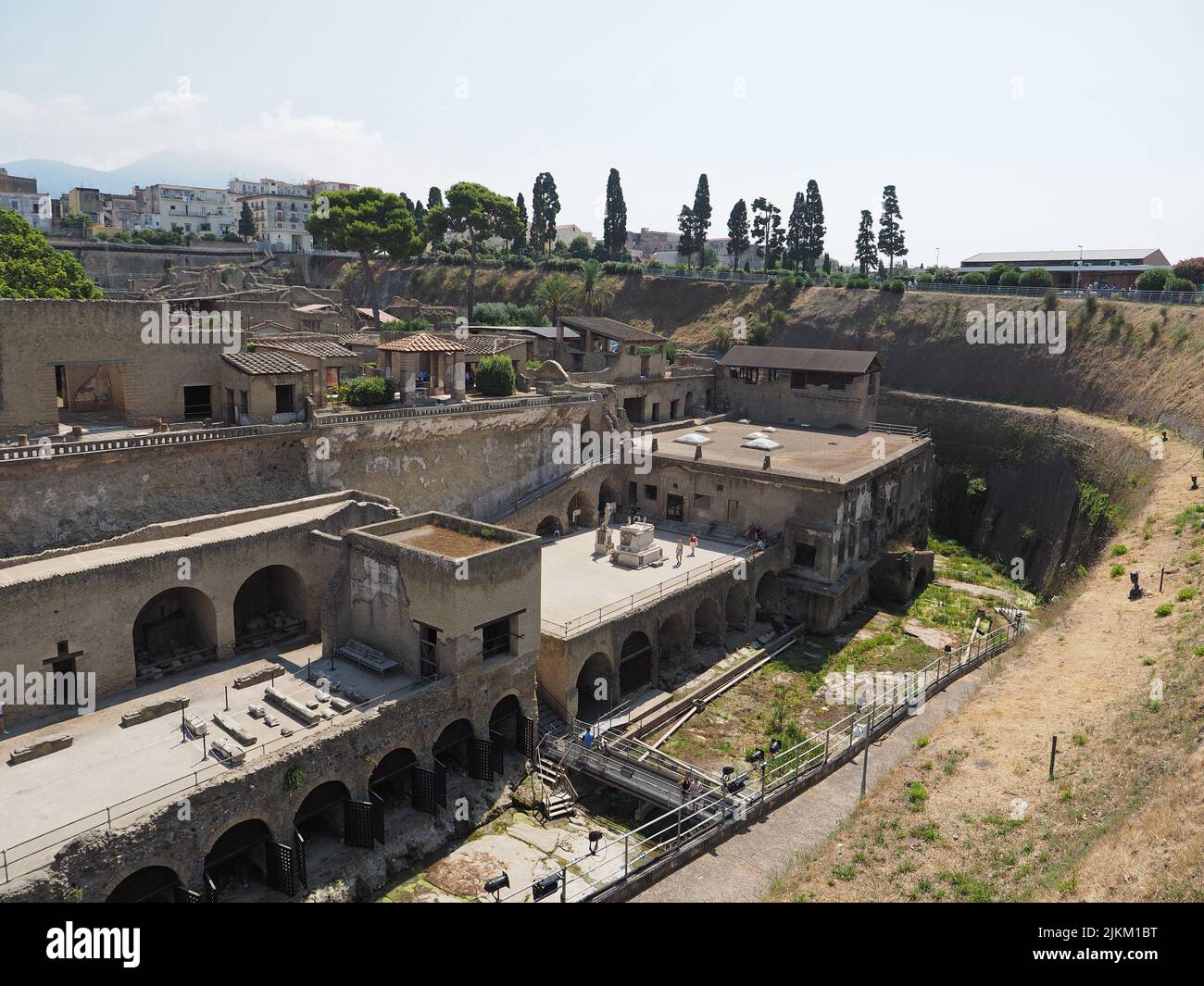 Overview of the Roman city Herculaneum excavation site in Ercolano, Campania, Italy Stock Photo