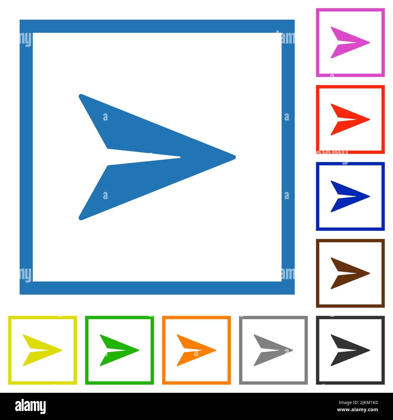 Send message solid flat color icons in square frames on white background Stock Vector