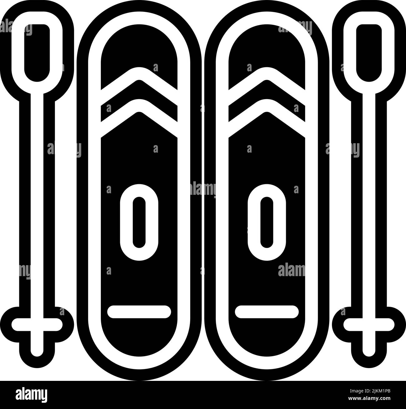 skiing equipments icon black vector illustration. Stock Vector