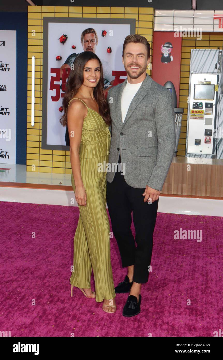 Los Angeles, USA. 02nd Aug, 2022. Hayley Erbert, Derek Hough 08/01/2022 The Los Angeles Premiere of Bullet Train at the Regency Village Theatre and Regency Bruin Theatre in Los Angeles, CA Photo by Izumi Hasegawa/HollywoodNewsWire.net Credit: Hollywood News Wire Inc./Alamy Live News Stock Photo