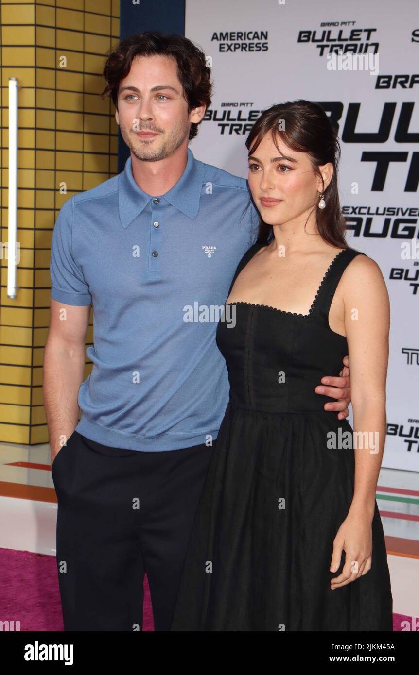 Los Angeles, USA. 02nd Aug, 2022. Logan Lerman, Analuisa Corrigan 08/01/2022 The Los Angeles Premiere of Bullet Train at the Regency Village Theatre and Regency Bruin Theatre in Los Angeles, CA Photo by Izumi Hasegawa/HollywoodNewsWire.net Credit: Hollywood News Wire Inc./Alamy Live News Stock Photo