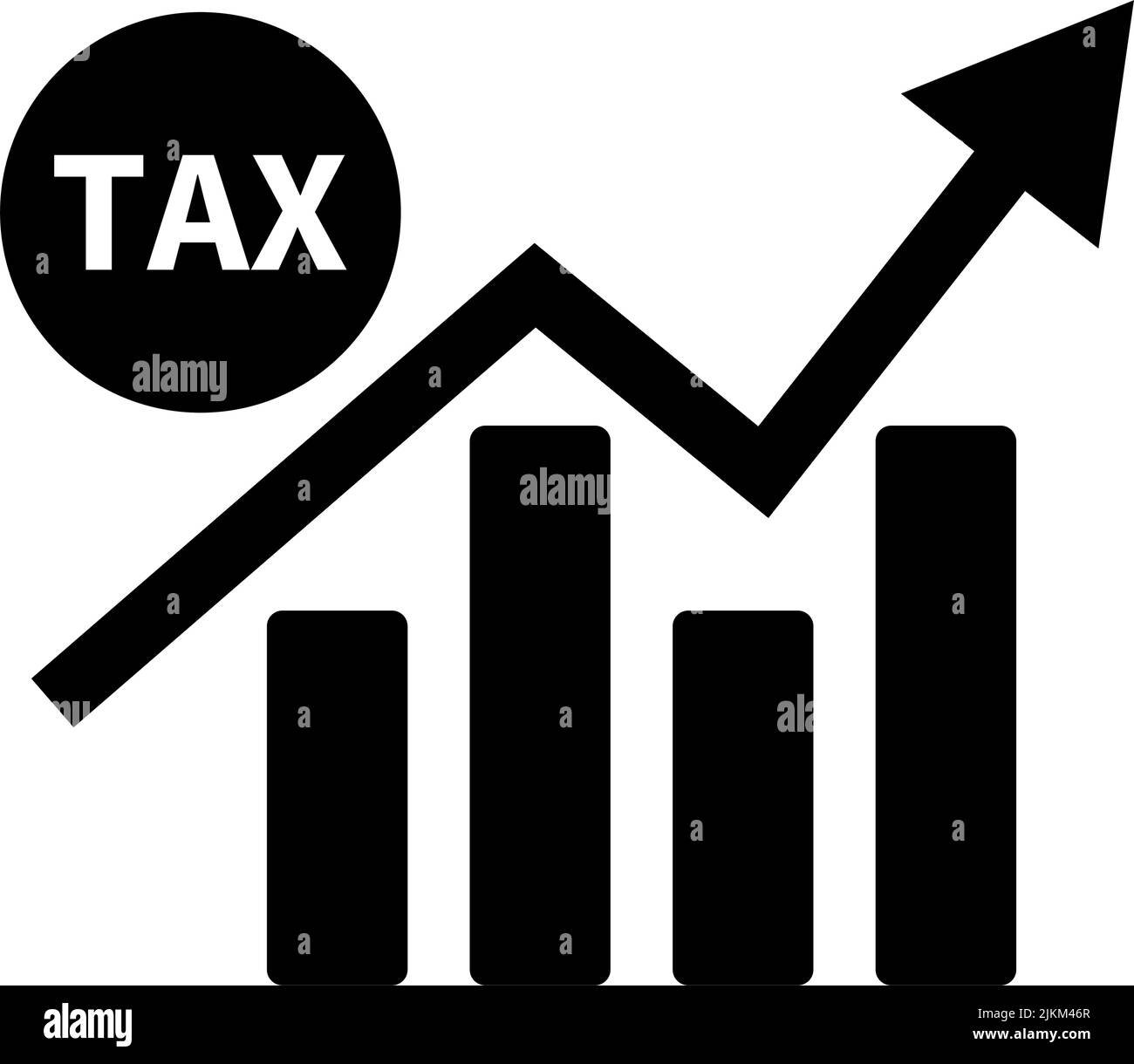Bar graph icon of tax increase. Editable vector. Stock Vector