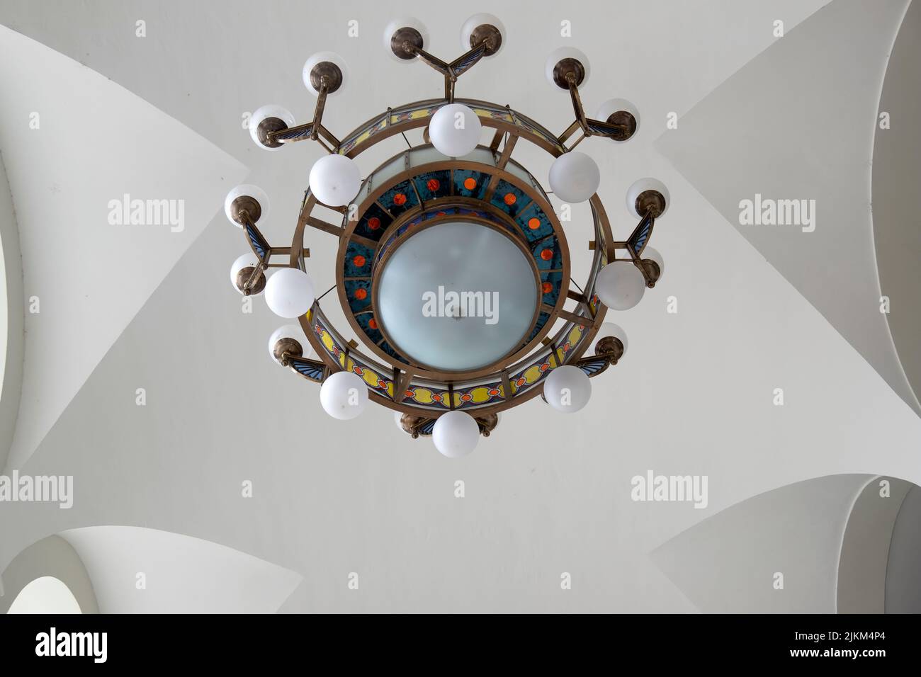 View of beautiful chandelier in Szeged train station,Hungary Stock Photo - Alamy