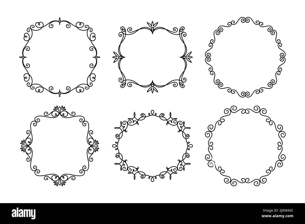 Vector Decorative Linear Frames Set. Vintage Frame Design Elements, Filigree, Decorative Borders
