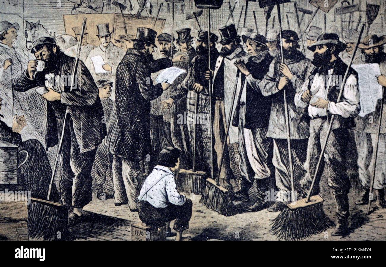 The street cleaners of New York, The Roll Call, 1868 Stock Photo