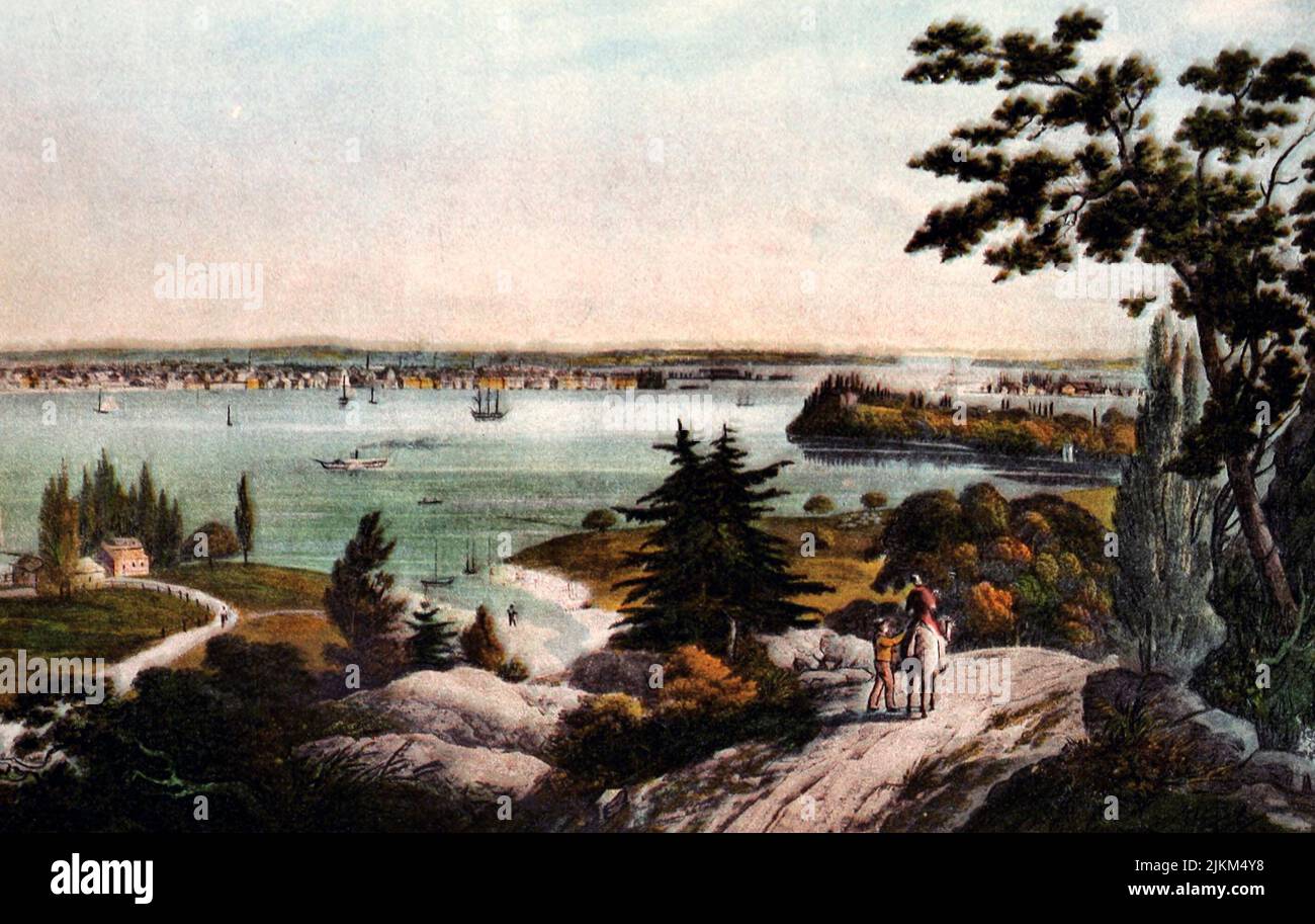 New York from Weehawkin, 1824 Stock Photo