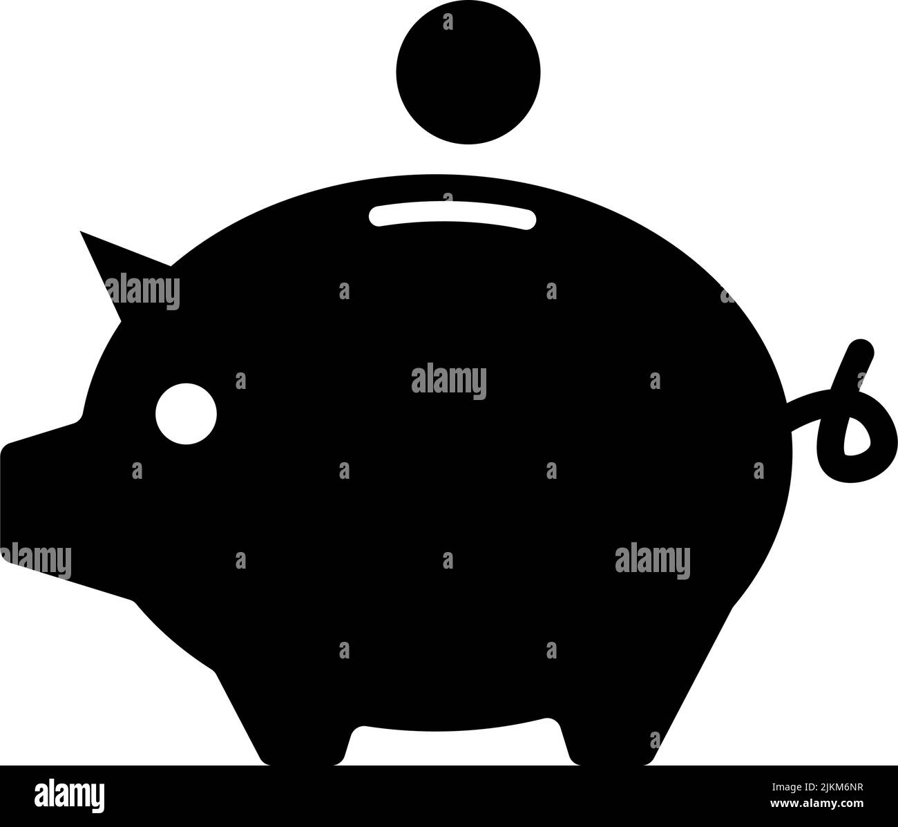 Piggy bank silhouette icon. Symbol of saving. Editable vector. Stock Vector