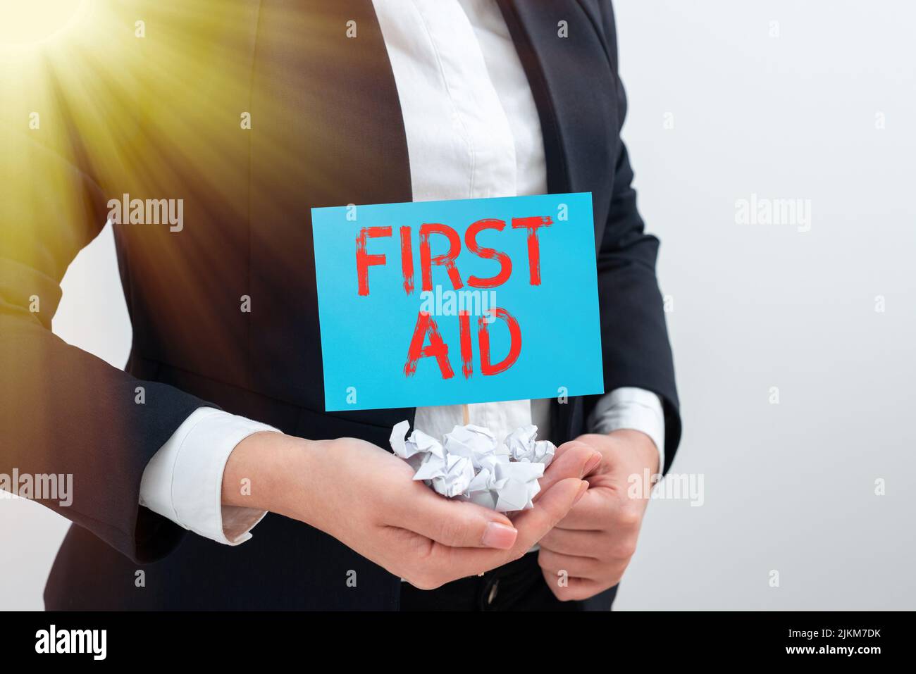 First Aid Writing Image Hand writing sign First Aid. Business concept Practise of healing small ...