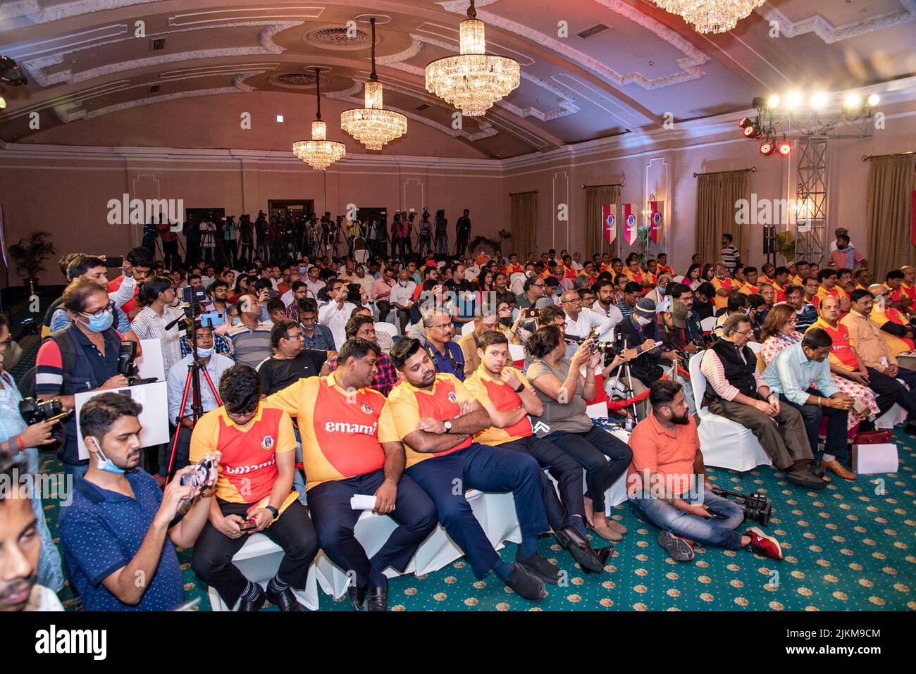 Kolkata, India. 02nd Aug, 2022. East Bengal Club, the century old heritage football club of India based in Kolkata join hands with Emami Group, a multi-crore business conglomerate at The Oberoi Grand Hotel. (Photo by Amlan Biswas/Pacific Press) (Photo by Amlan Biswas/Pacific Press) Credit: Pacific Press Media Production Corp./Alamy Live News Stock Photo